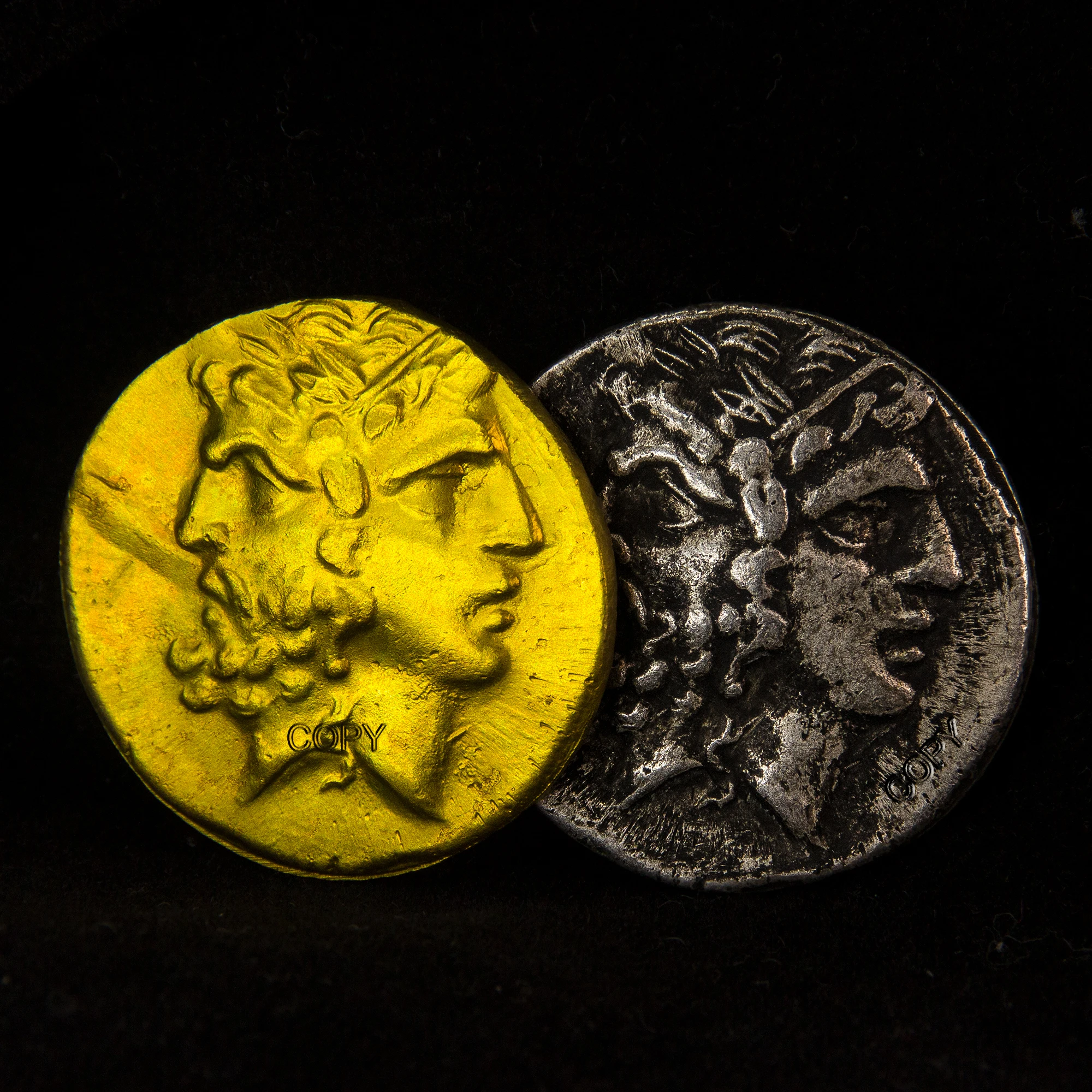 Greek coins Replica Medal ,Two-sided Janus Zeus and Hera Commemorative Coins, 4 Drachmas,Double Axe, Coin Ring Collect Gift