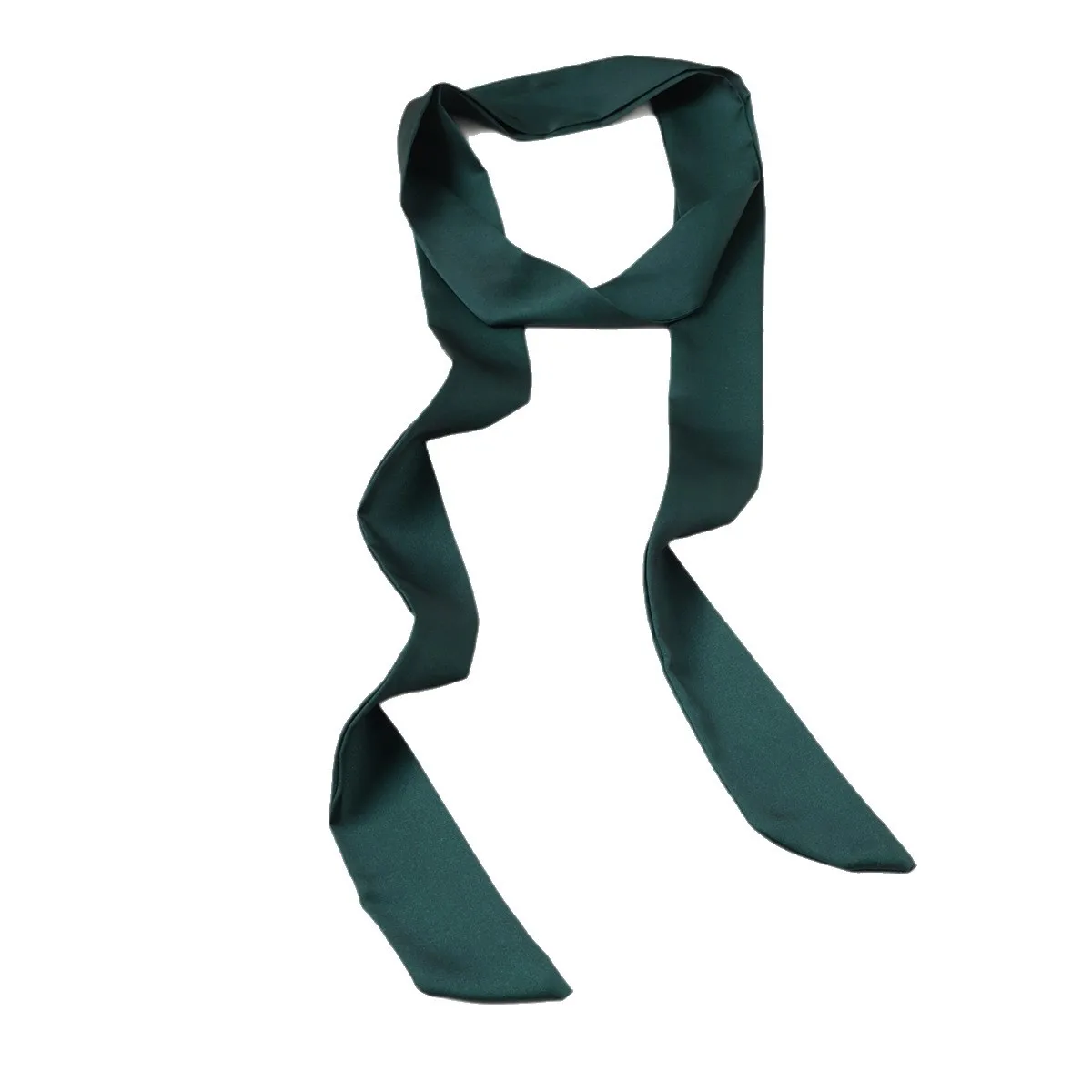 Szal damski w jednolitym kolorze - cienki, wąski, długi szal na szyję, koreański uniwersalny ozdobny mały szalik, apaszka z falbanką.