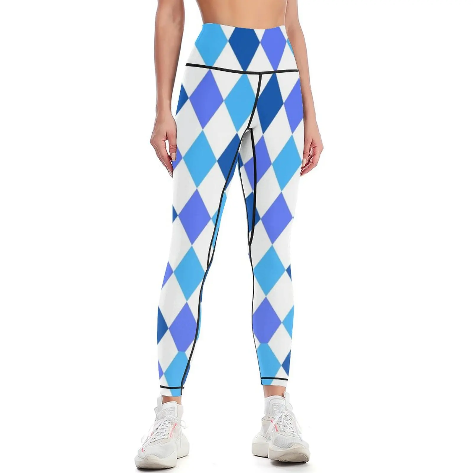 

Blue Harlequin Pattern Leggings Women sports sport set Womens Leggings