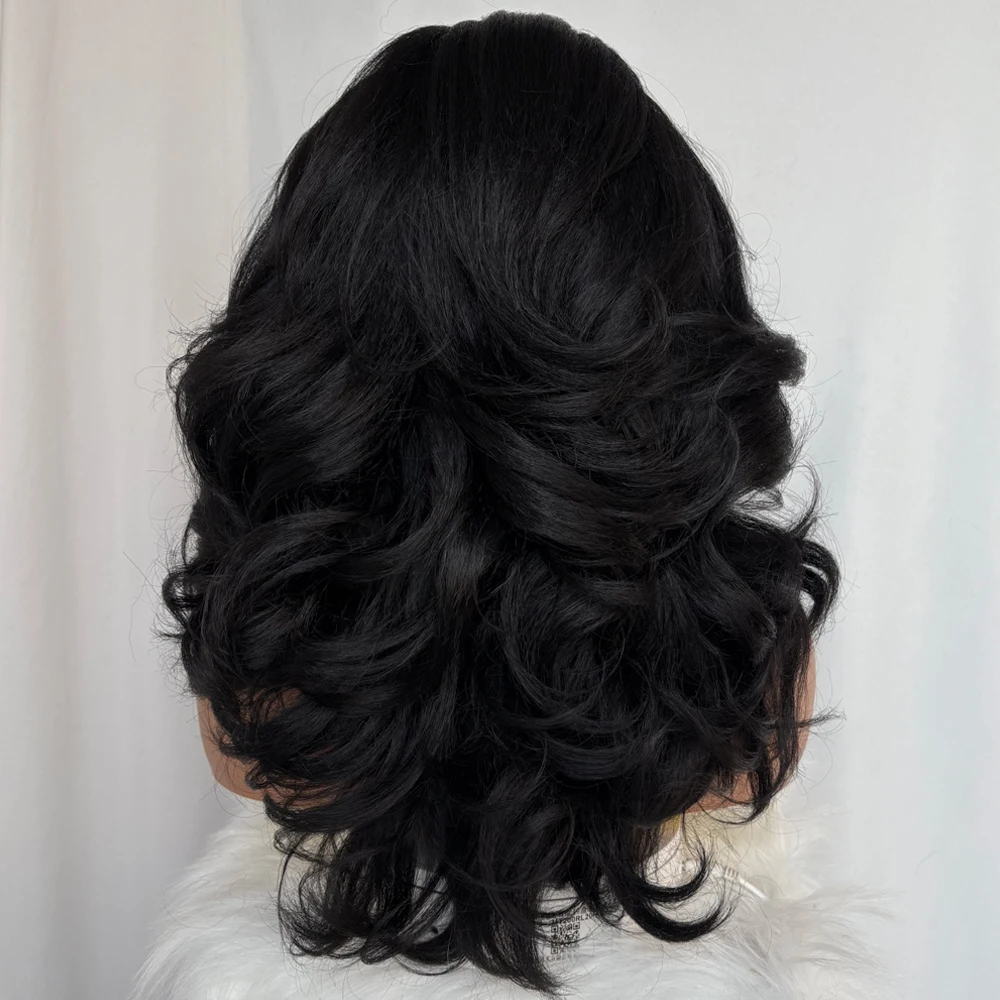 X-TRESS Synthetic Short Body Wave Wear and Go Wig Black Colored 18 inch Yaki Curly Hair for Women Afro Headband Synthetic Wig image 5