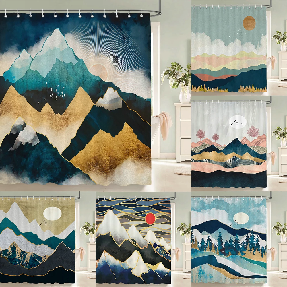 

1pc Art Japanese pattern shower curtain waterproof printed polyester fabric bathroom partition curtain，home decorative curtain