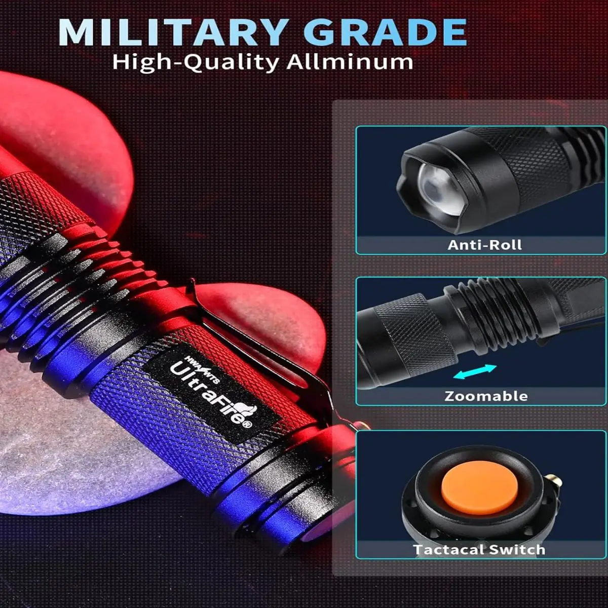 UltraFire SK68 Mini LED Flashlight Rechargeable Portable EDC Torch Emergency Camping Lantern Use AA/14500 Battery