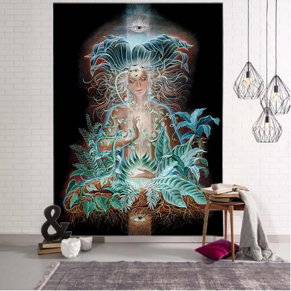 Psychedelic figures tapestry mandala wall hanging hippie boho tarot card kawaii fantasy home wall decoration background cloth