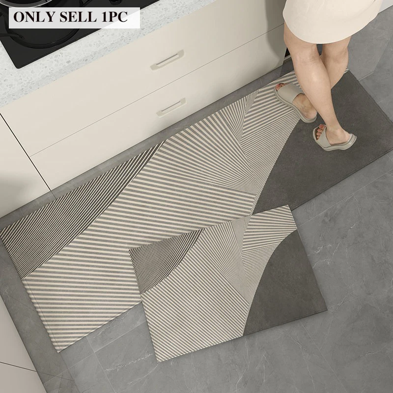Kitchen Carpet PVC Waterproof Leather Floor Mat Minimalist Geometric Pattern Rug Long Size Home Decor Rugs Alfombra De Cocina