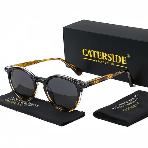 CATERSIDE gafas de sol polarizadas redondas para hombre, gafas de sol probianas de alta calidad para mujer, gafas Punk para conducir al aire libre, gafas para pescar UV400