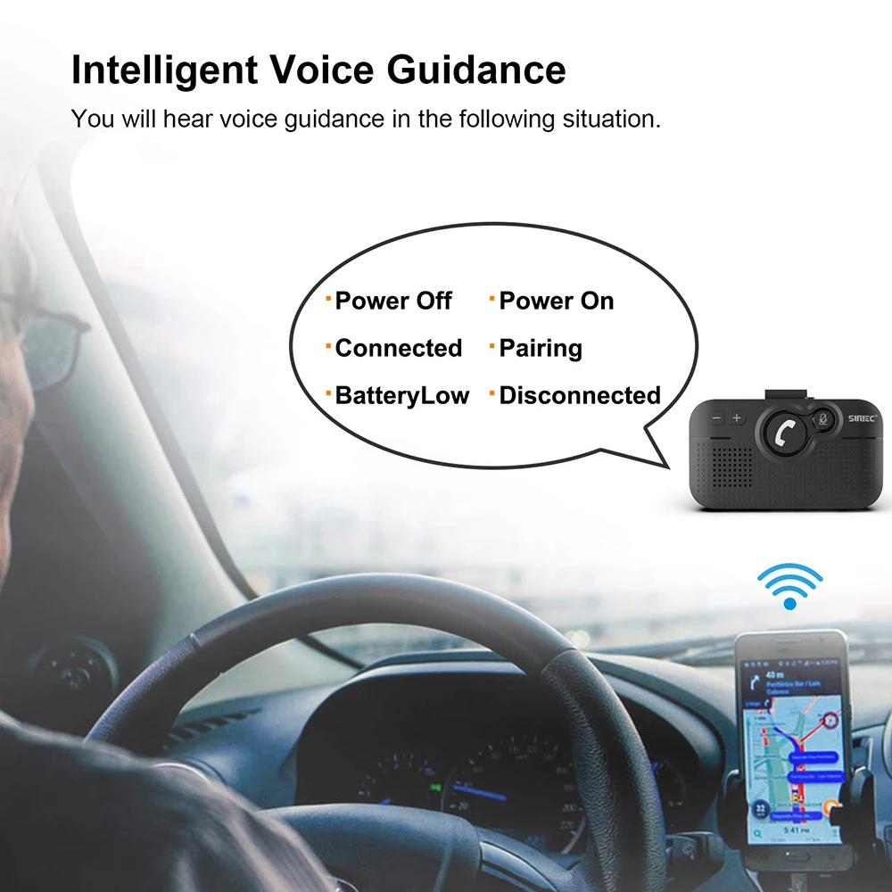 Car Kit Handsfree Speakerphone Multipoint Sun Visor Speaker for Phone Smartphones Car Charger Hands Free bluetooth-compatible