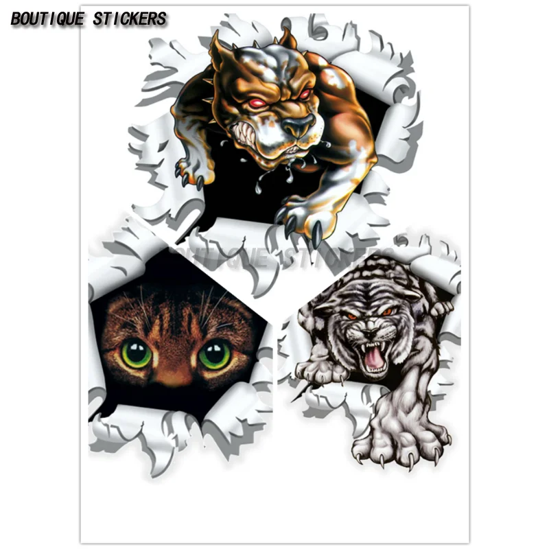 Tiger In The Bullet Hole Colorful Car Sticker Car Sticker Domineering Tiger Animation Motorcycle Surfboard Personality Decal