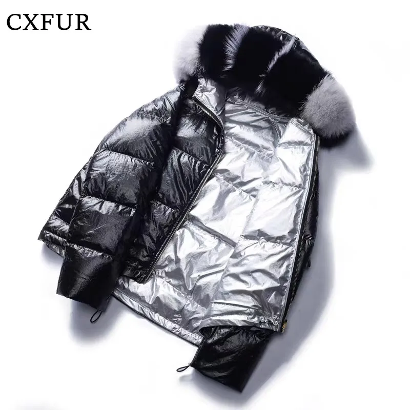 

Ladies Outfits Streetwear Hooded Down Jakcet with Real Fox Fur Collar CX-G-D-16C