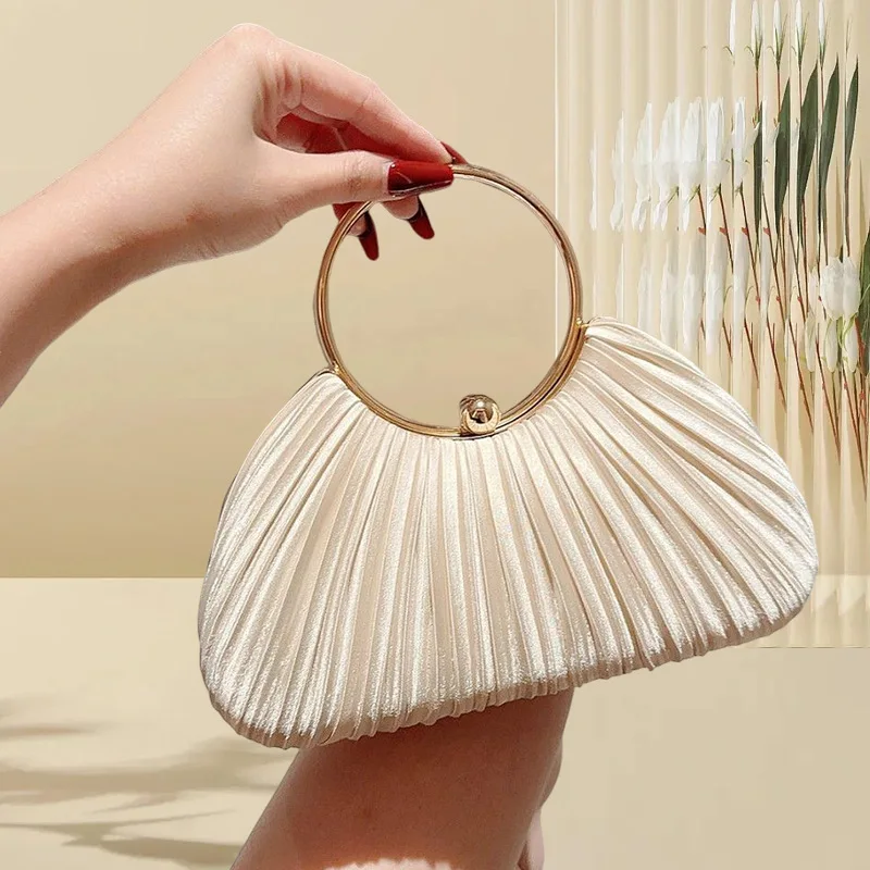 

Плиссированная вечерняя сумочка, женский блестящий дневной клатч с верхней ручкой, женский свадебный ужин, нарядная сумка с зажимом, вечерние сумочка с бриллиантами, новинка 2023 г.