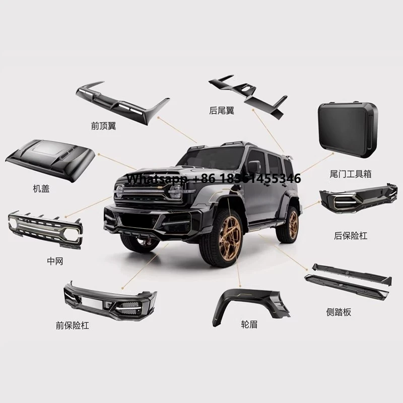 for  300 2025 Modified Front Rear Bumper Tail Wing Side Step Hood Grille Tailgate Toolbox Car Body Kit