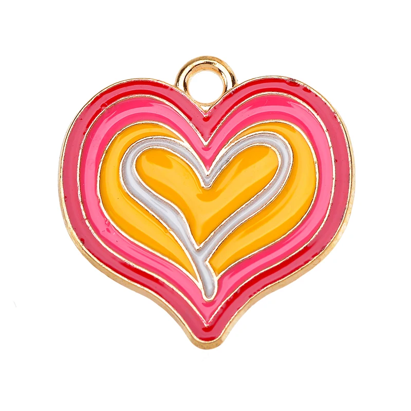 Colgante de aleación de esmalte de corazón de amor dulce, Color caramelo, 20 piezas, para fabricación de joyas, DIY, pendientes, pulsera, collar, accesorios