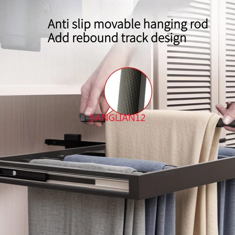 Telescopic pants rack household wardrobe multi-functional built-in stretch slide rail basket drawer hardware accessories