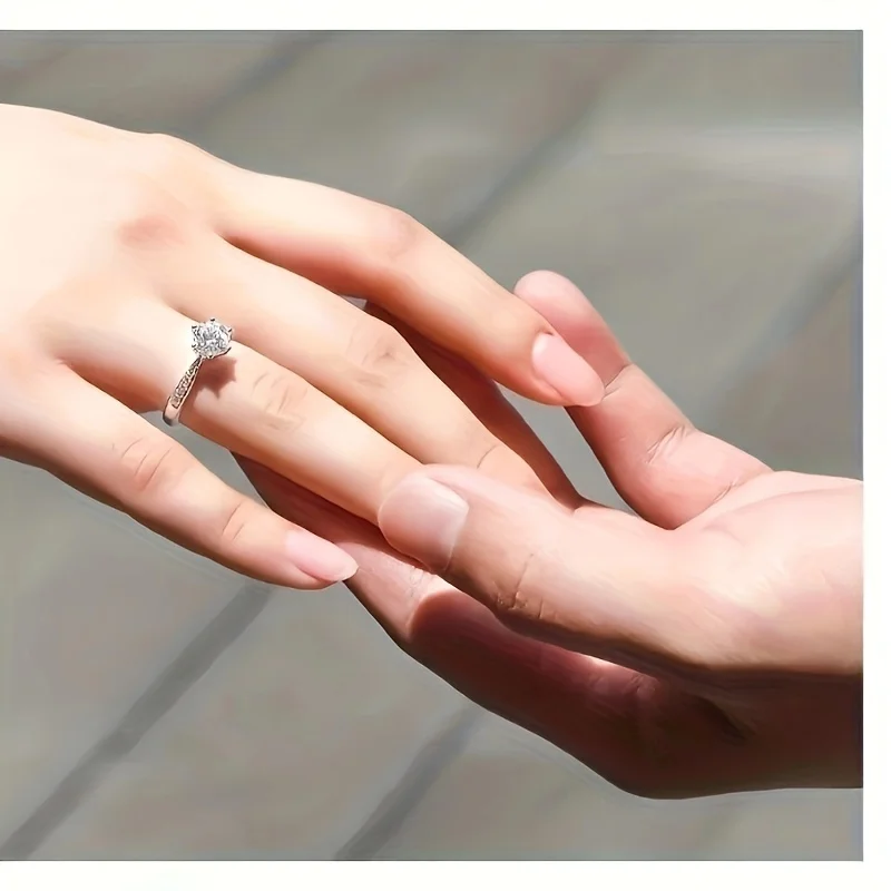 خاتم خطوبة مويسانيتي أنيق من FASIFAN - فضي استرليني 925، مثالي لحفلات الزفاف والمناسبات الخاصة #2