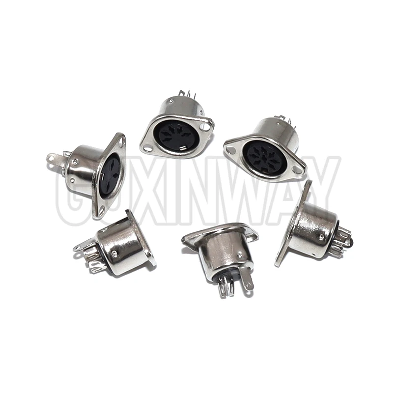5PCS Panel Mount Female Jack 3/4/5/6/7/8PIN DIN Adapter MIDI Cable Connector