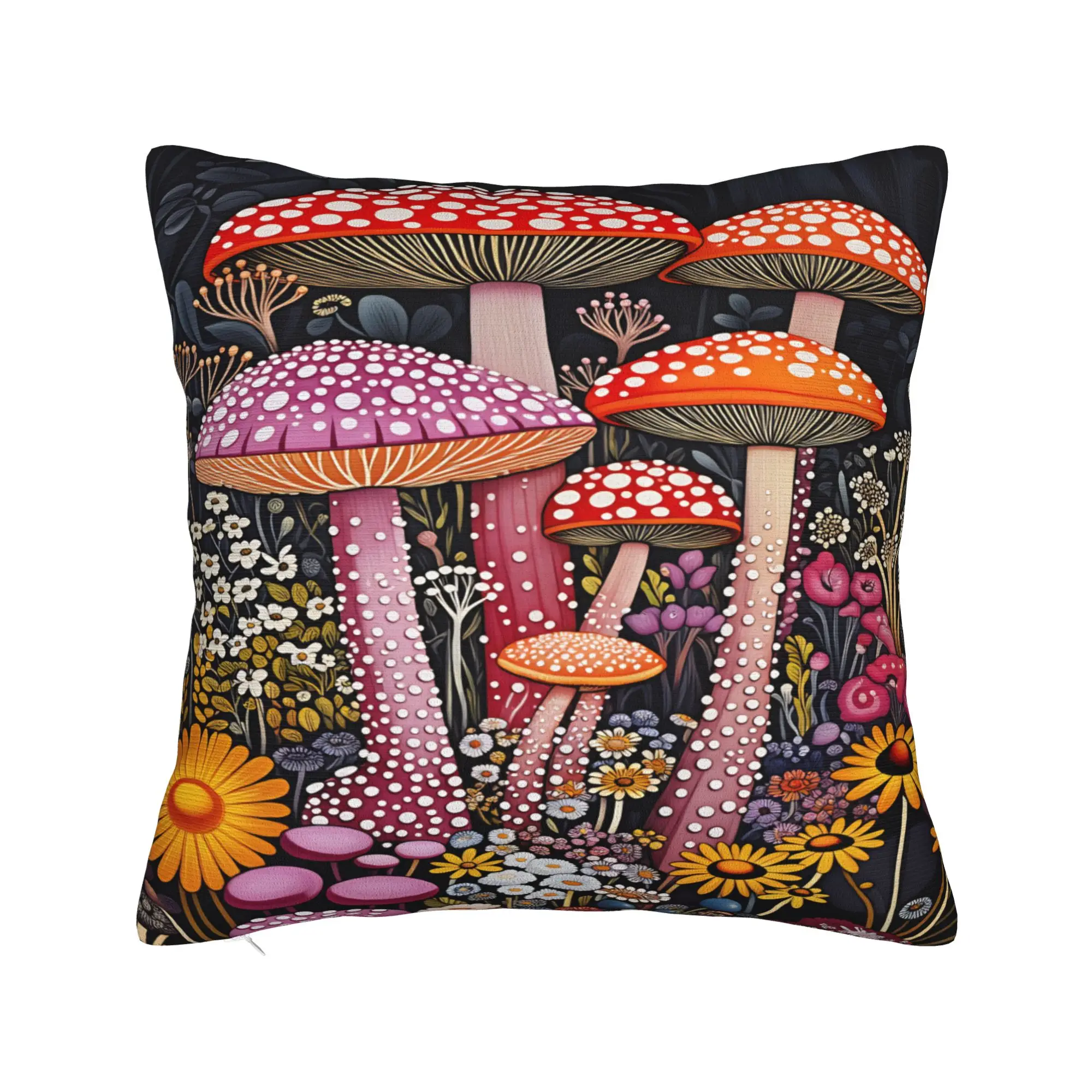 Pillow Cover Yayoi Kusama  Tall Shrooms  Fashion Pillow Case For Sofa Couch Bed Living Room Pillowcases