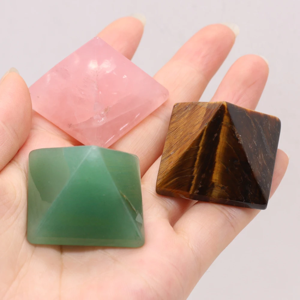 1pc Crystal Agate Natural Stone Small Ornaments Pyramid Amethyst Tiger Eye Stone Desktop Home Decoration Stone Crafts