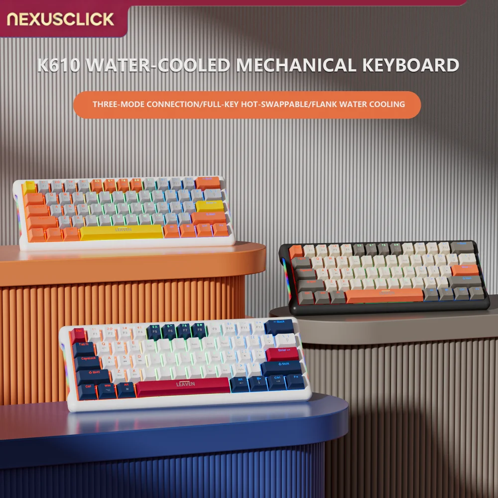 NexusClick K610 Mechanical Keyboard, Blue Switch Hot Swappable RGB Backlit 60% Stylish Esports Gaming Keyboard for PC/Mac Office