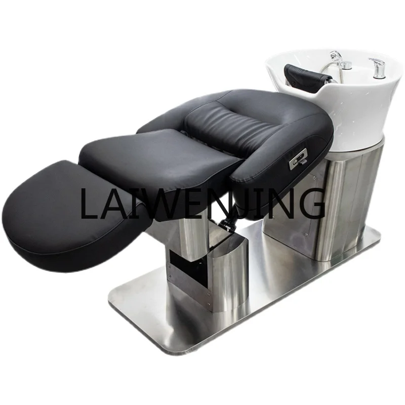 

Lifting Barber Shop Lying Half Flushing for Hair Salon Stainless Steel Hairdressing Ceramic Basin Shampoo Chair