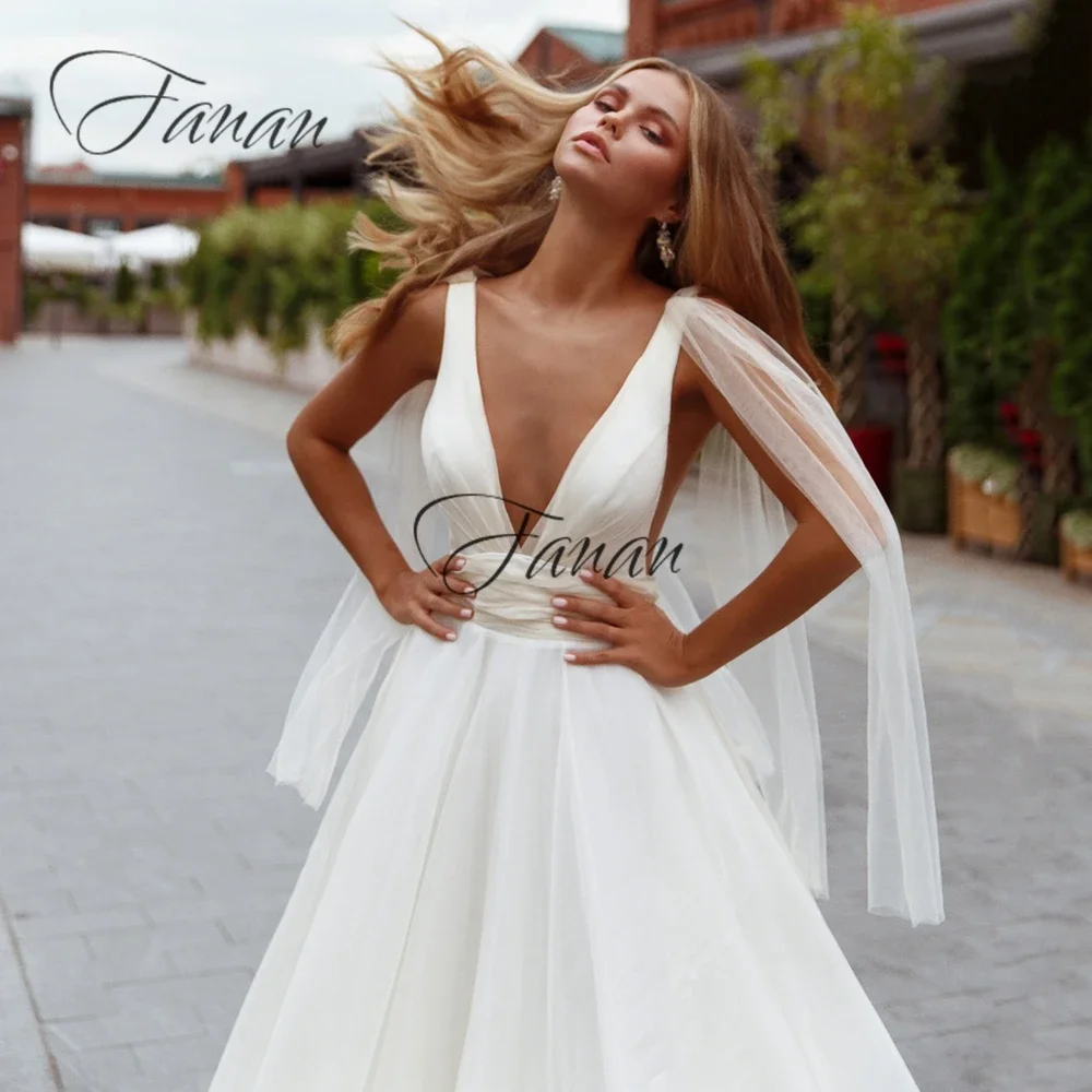 Robe de mariée en Organza style Boho, manches cape, avec longue traîne, pour la plage