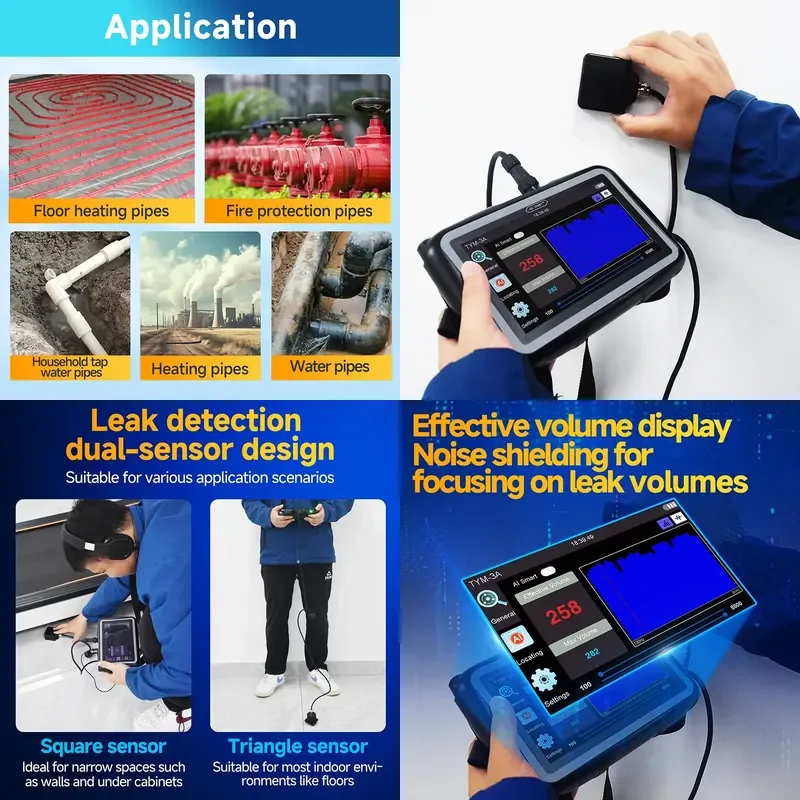 [2026] 2026TYM-A Series Multi Function Auto Analysis Leakage Underground In-Walls Pipe Water Leak Detector Plumbing Tools