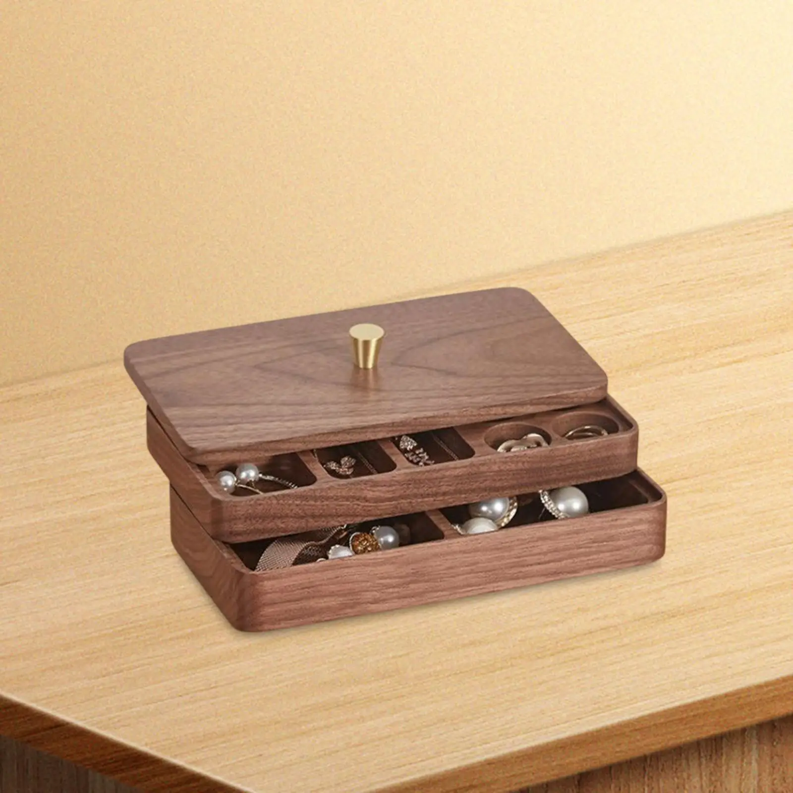 Wooden Jewelry Box Smooth Jewelry Storage Box for Earrings Necklaces Watches