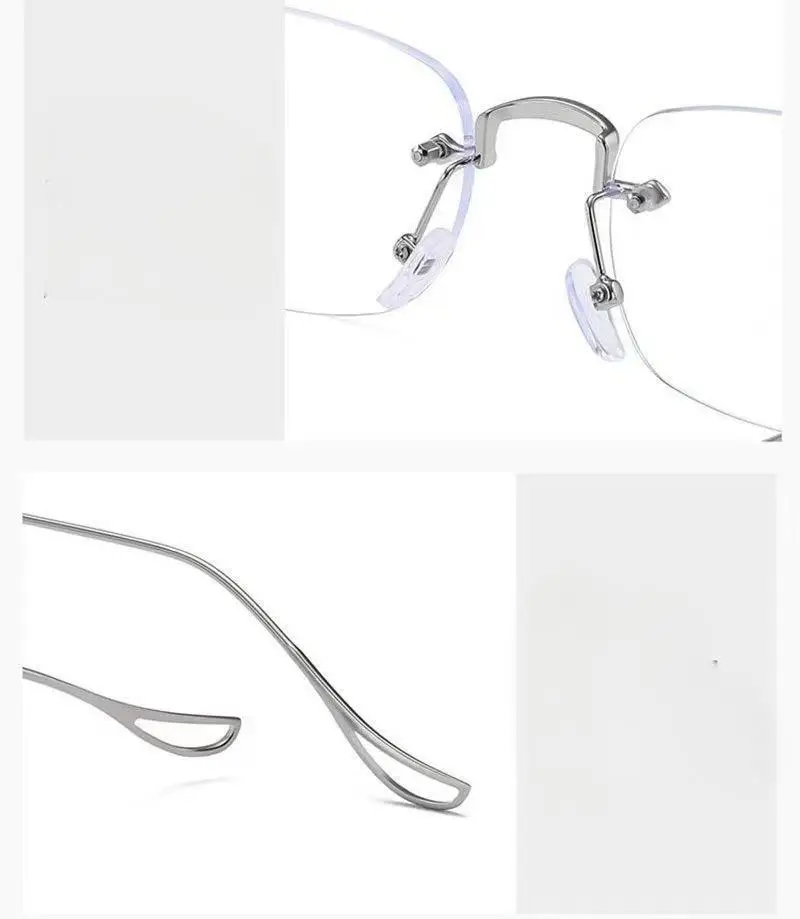 2025 New Silver Fashion Advanced Borderless Anti Blue Light Men's and Women's Display Young Fashion Versatile Glasses