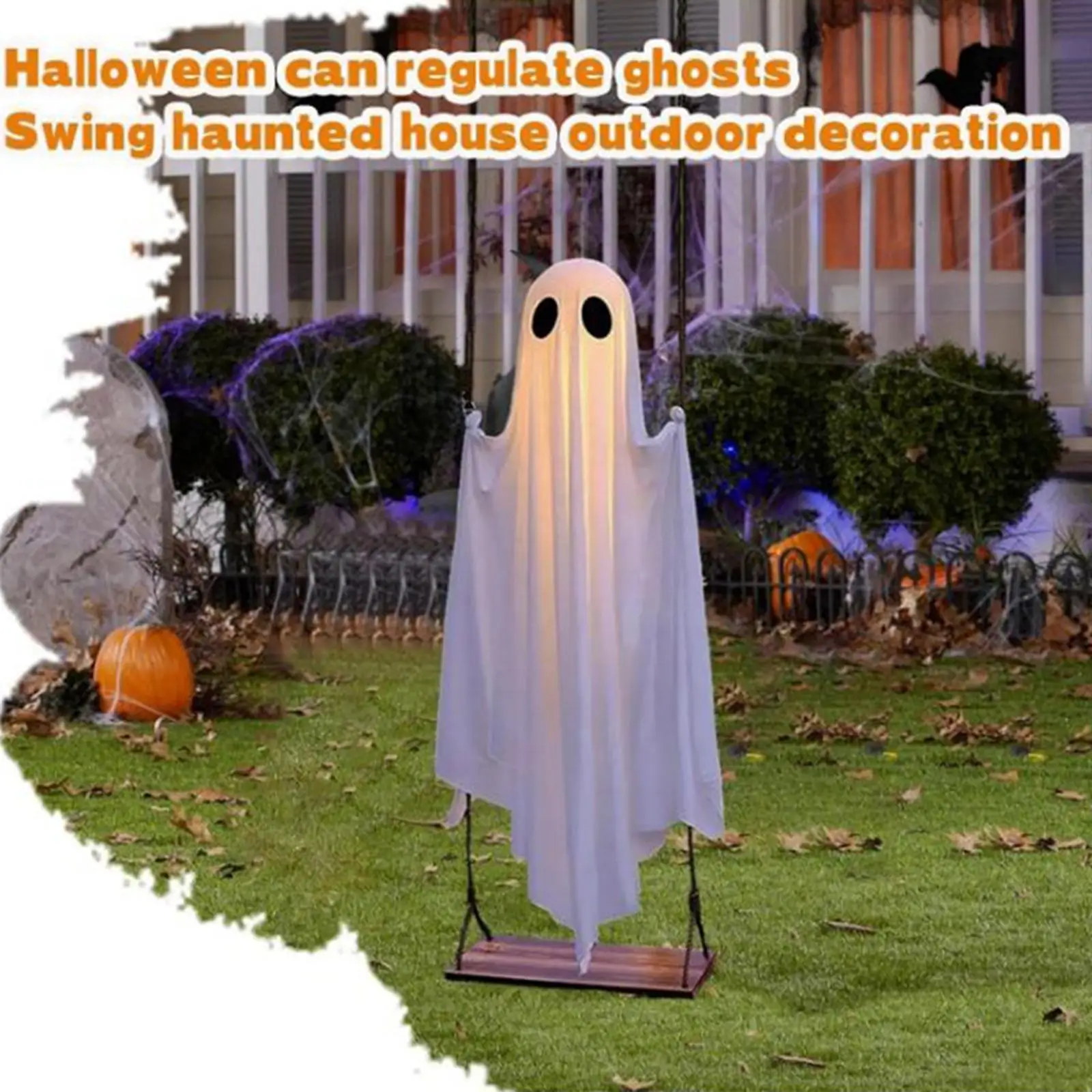 

Светодиодный призрак на пульте управления для Хэллоуина, 8 световых эффектов, реалистичный, для уличных жутких декораций, регулируемая длина 180 см