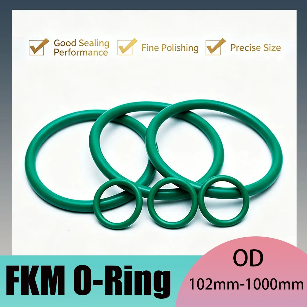 1Pcs Green FKM O-Ring OD 102-1000mm  CS3.1mm Oil Resistant High Temperature Resistant And Corrosion-Resistant Sealing Ring