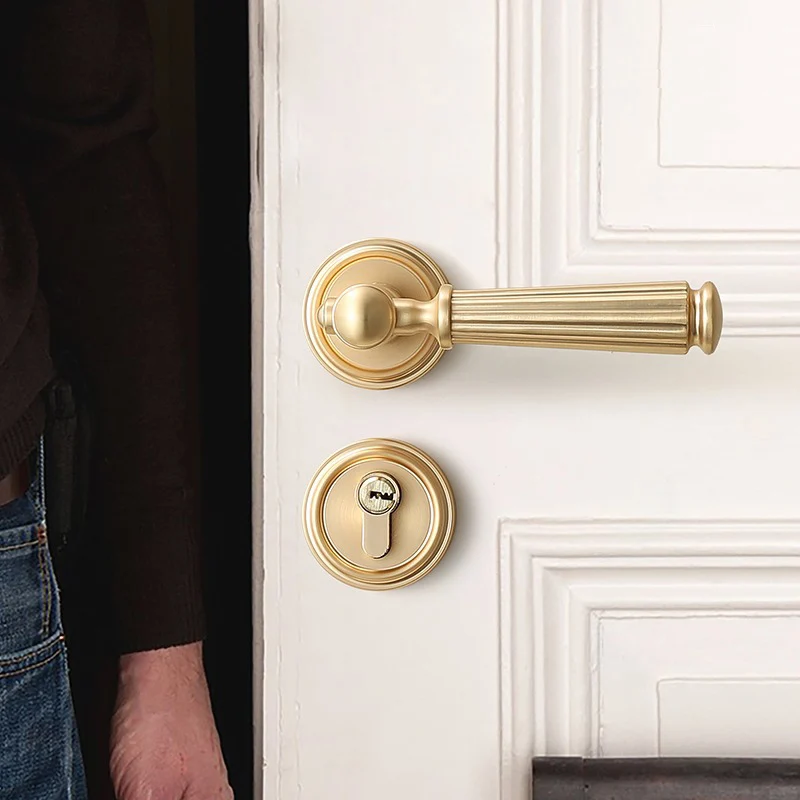 Magnetic Suction Silent Door Lock for Bathroom Bedroom Indoor Wooden Door Split Handle Room Privacy Accessory