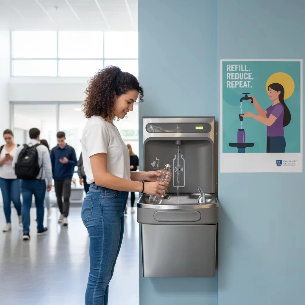 Wall-mounted outdoor stainless steel water dispenser cooler electric bottle filling station fountain