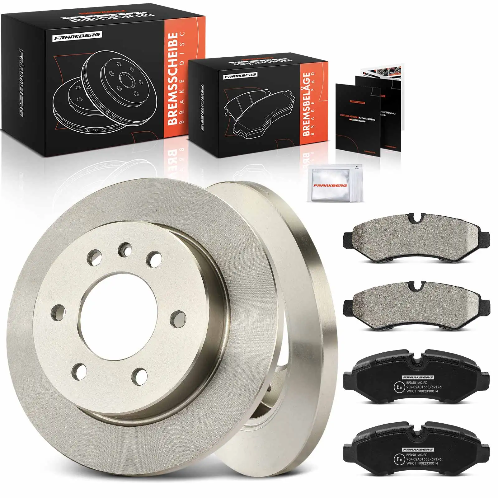 Frankberg 2x Remschijven 4x Remblokken Achteras Voor Mercedes-Benz Esprinter Sprinter 3,5-T 3-T 4-T 5-T B910 B907 9074208600