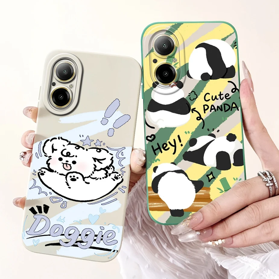 For Realme C67 4G Case RMX3890 New Fashion Panda Cartoon Cover Matte Phone Case For Realme C67 C 67 RealmeC67 4G Soft TPU Fundas