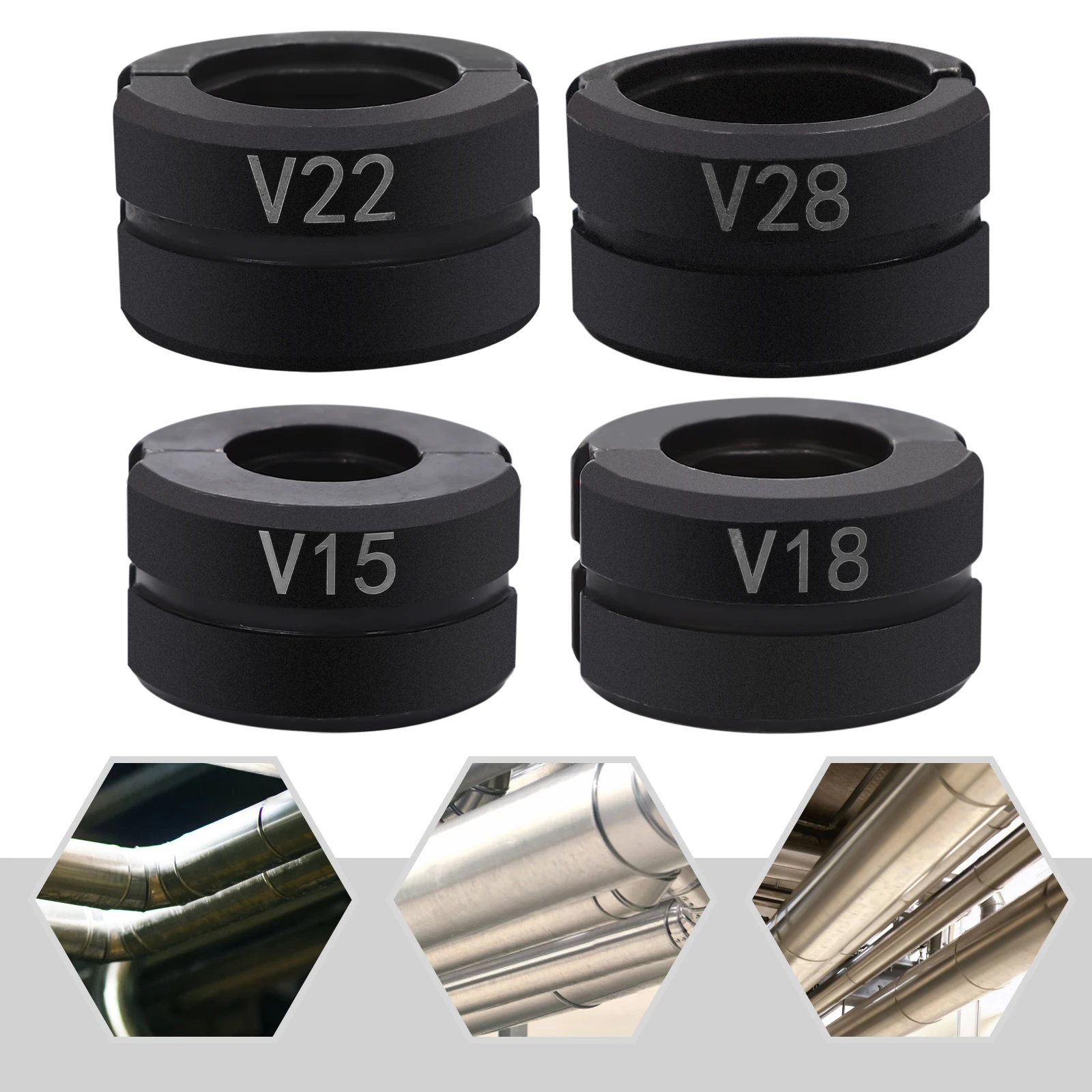 Image of V15/18/22/28 mm Druckbacken-Set, Rohr-Crimp-Matrizen, Crimp-Einsatz-Crimp-Matrizen, Rohr-Clamp-Set zum Crimpen von Kupferrohren