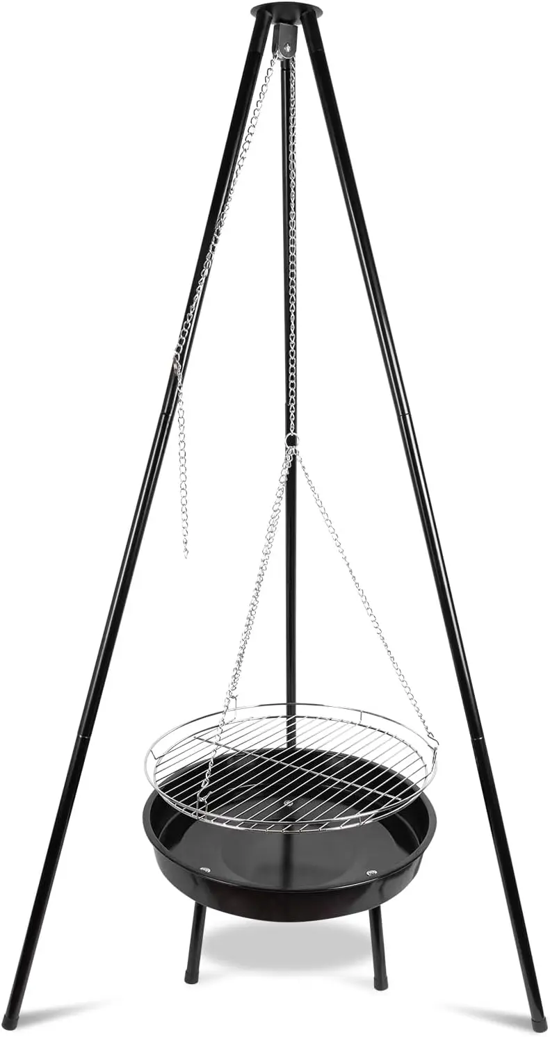 

Tripod Grill - Camping Fire Portable griil with Adjustable chain, suitable for outdoor camping and backyard cookouts