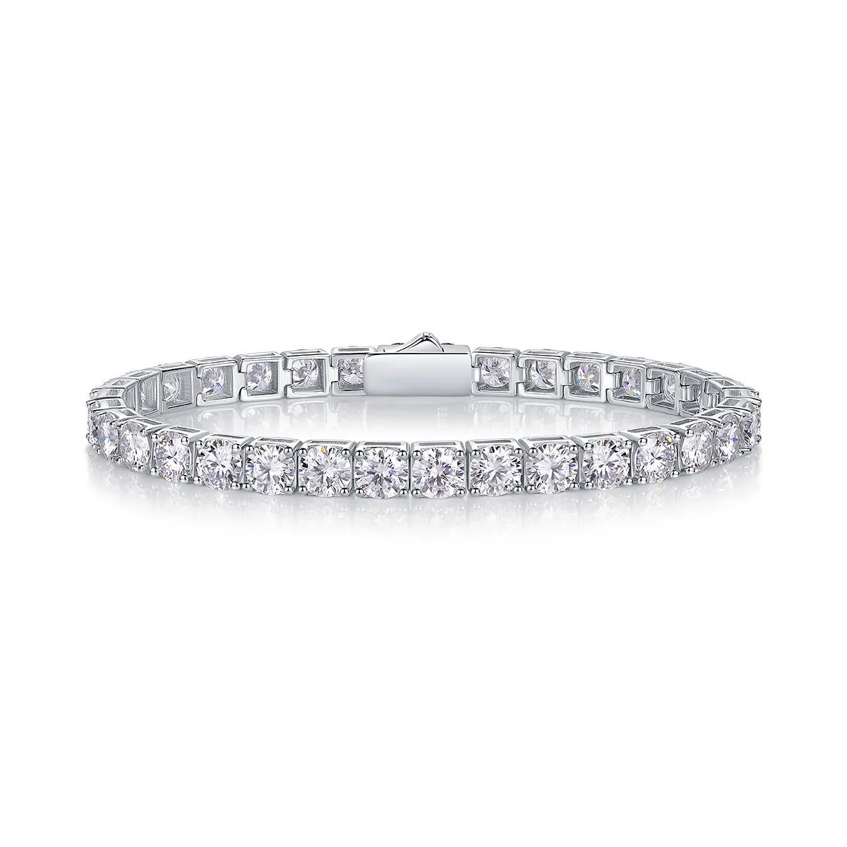 5.0Mm moissanite tennis bracelet 50 points unisex S925 silver plated 18K jewelry cross-border