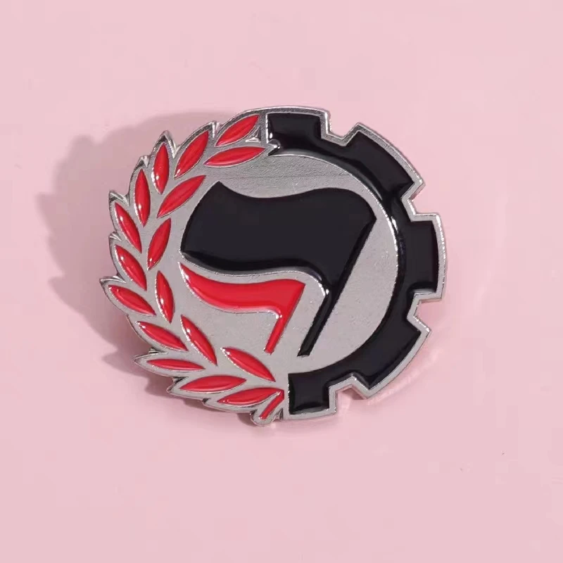 Antifascista Enamel Pins Theory of Power Black Red Flag Logo Brooches Lapel Badges Pray for Peace Jewelry Gift Wholesale