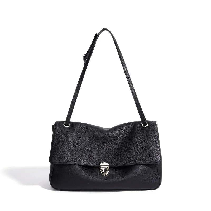 Versatile High-quality Cowhide Crossbody Bag, New Trendy Women's Large-capacity Commuter Shoulder Bag At The Underarm Position