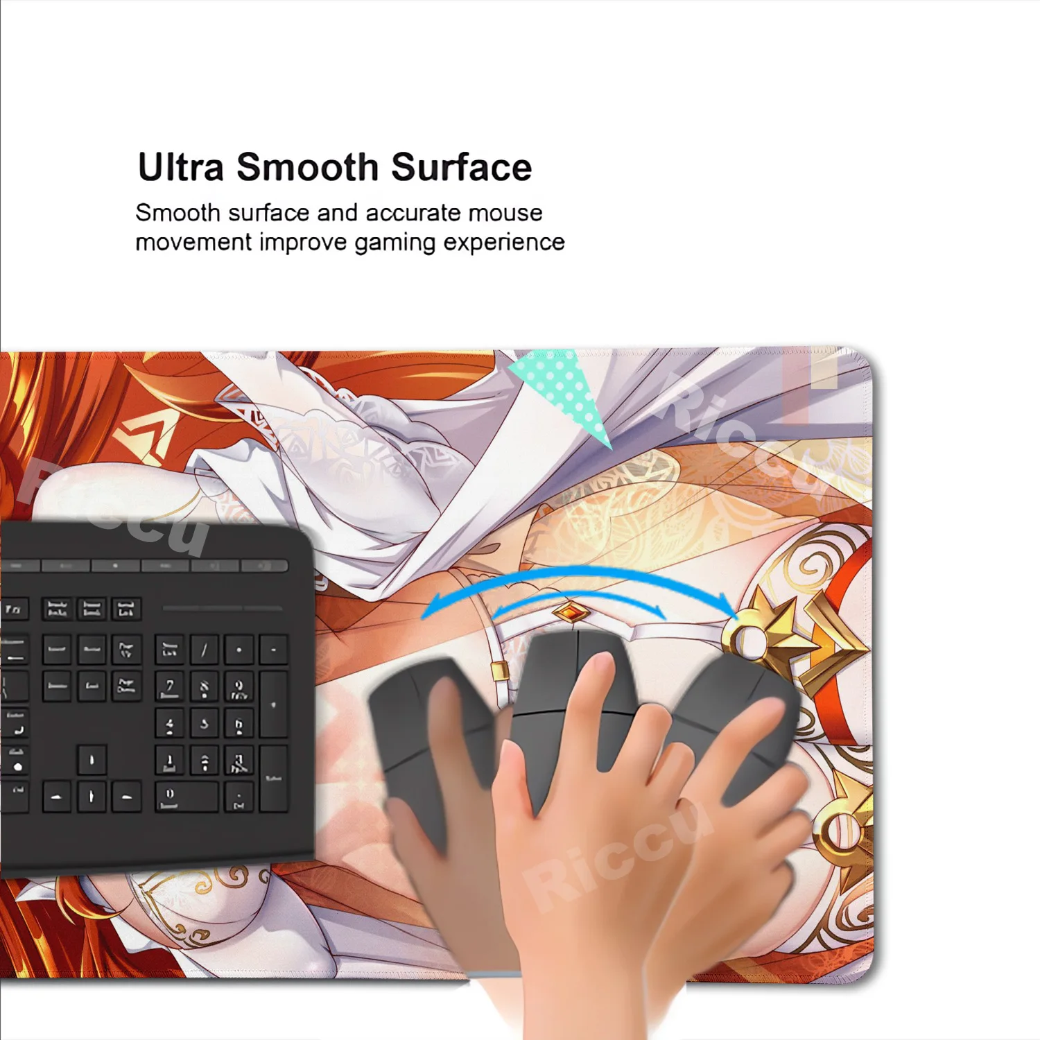 HD PC Genshin Impact Mavuika Hentai طباعة عالية الوضوح لوحة المفاتيح الميكانيكية قفل حواف الملحقات لوحة الماوس الرياضة الإلكترونية #5