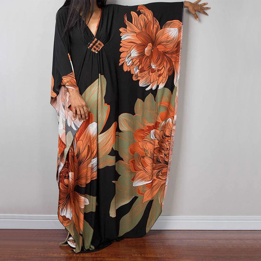 Maxi Long Dress Summer Sunscreen Smock Loose Casual Swimsuit Cover Up Dress Bathing Suit Vacation Bikini Cover-Ups for Women