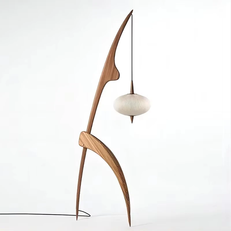 Chinese Wabi Sabi Style Floor Lamp Retro And Creative New Chinese Style Living Room Study Room Bedroom Antique Solid Wood Light