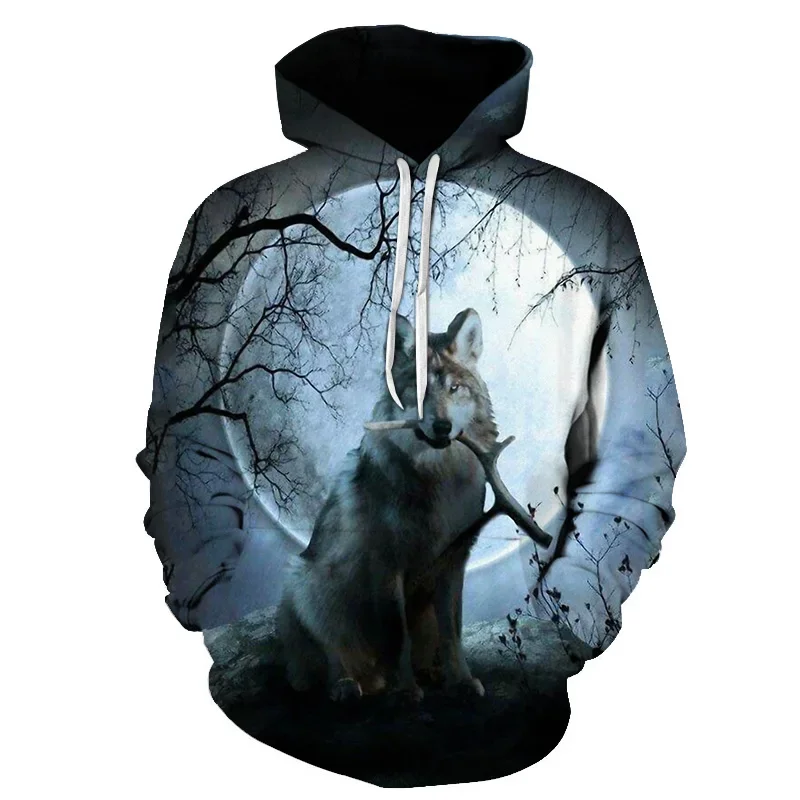 

2024 Funny Wolf Hoodies Men 3D Sweatshirts Brand Hooded Pullover Male Tracksuits Unisex High Quality Boy Hoodie Fashion Outwear