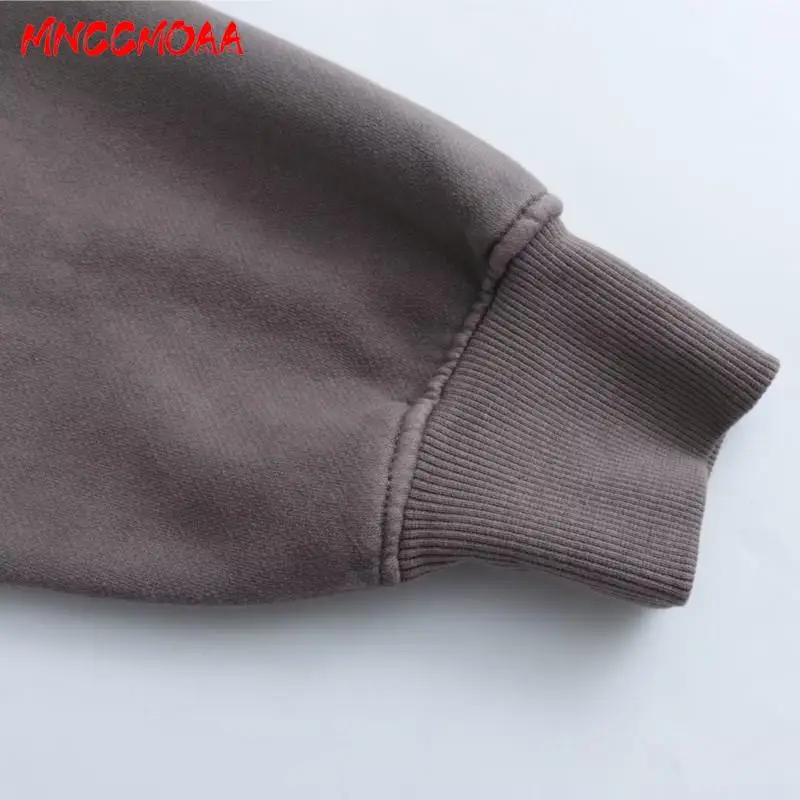 MNCCMOAA-Sweat à capuche zippé pour femme, poches à manches longues, vêtements d\'extérieur décontractés, ample, mode féminine, automne, hiver, 2024