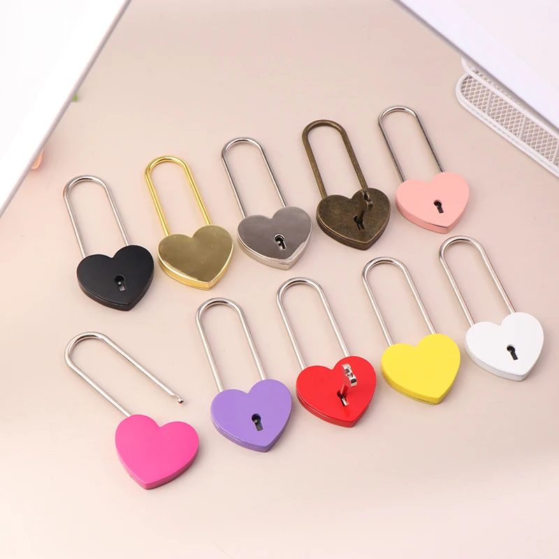 New 1 Set Metal Heart Shaped Padlock Antique Style Love Lock Set With Key Wedding Valentine's Day Gifts Couple Wishing Lock