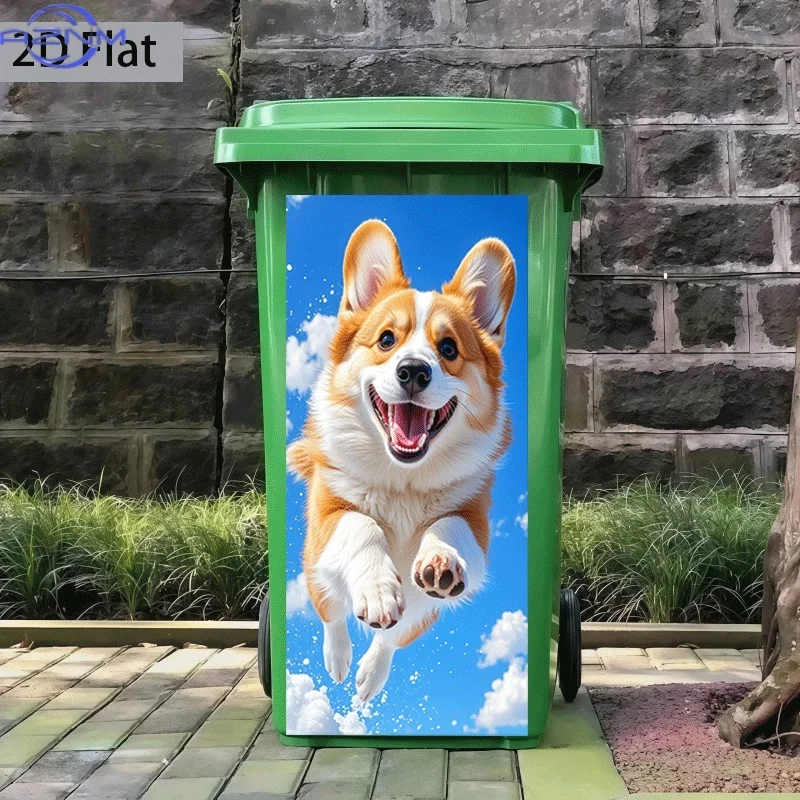 2D Flat Printing 1pc Trash Can Sticker , 
