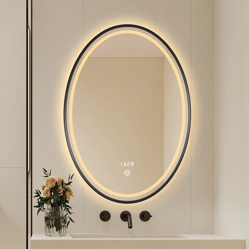 Oval Mirror Wall-mounted Smart Led Light Decorative Bathroom Lamp Vanity Wall-mounted Espejos Adhesivo De Pared Bathroom Mirror