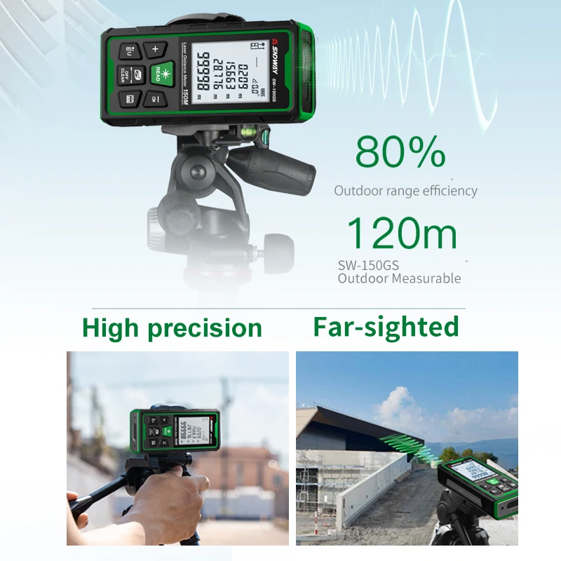 SNDWAY  Green Laser Rangefinder 120m 150m Distance Meter Tape Rangefinder Measurement Digital Tape Tool