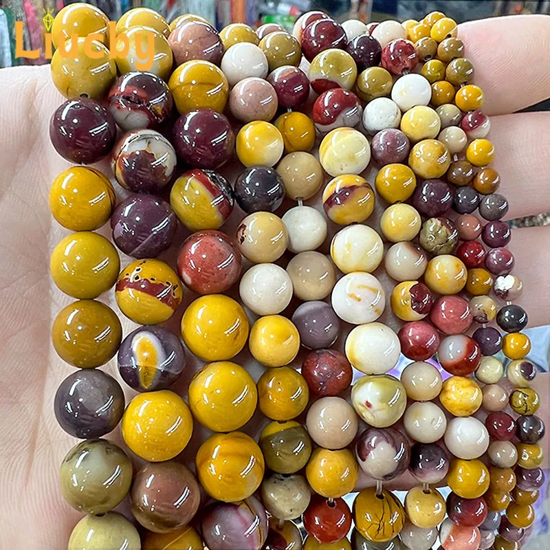 Natural Stone Egg yolk stone Smooth Beads For Jewelry Making DIY Charm Bracelet keychain Accessories 15