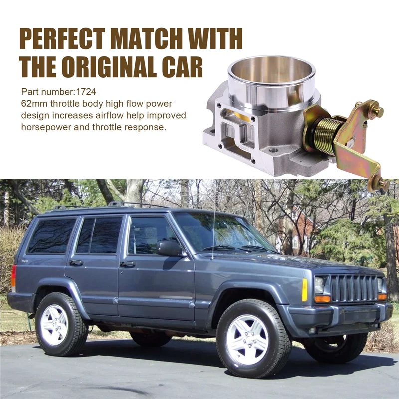

2 Set 62Mm Throttle Body 1724 For Jeep Cherokee Wrangler 4.0L 1991-2003
