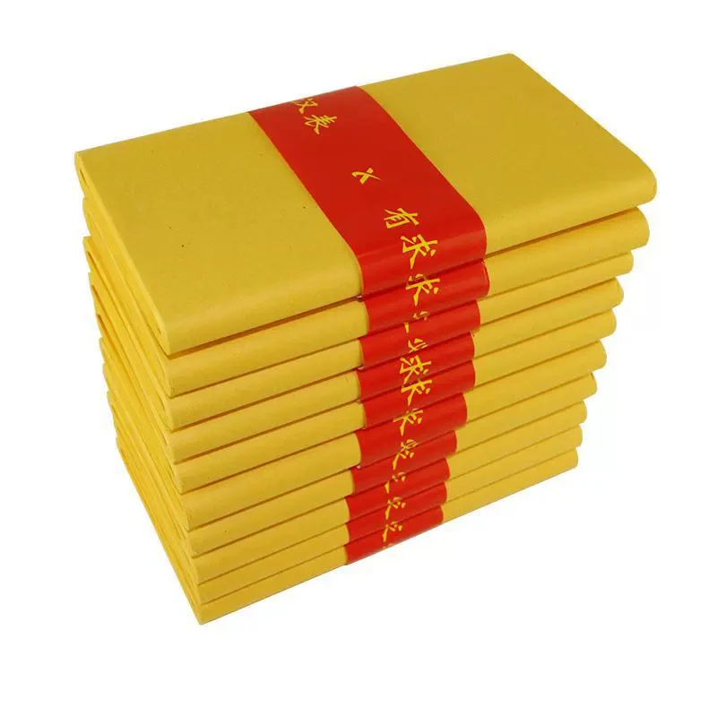 100pcs Traditional Chinese Joss Paper Yellow Funeral Offering Paper for Ancestor Worship Memorial Ritual Ceremonies