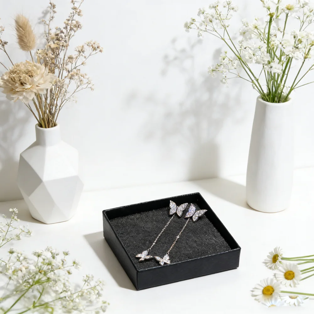 Lovely Butterfly Long Tassel Eardrop 925 Sterling Silver Cubic Zirconia Drop Earrings For Women Korean Piercing Jewelry
